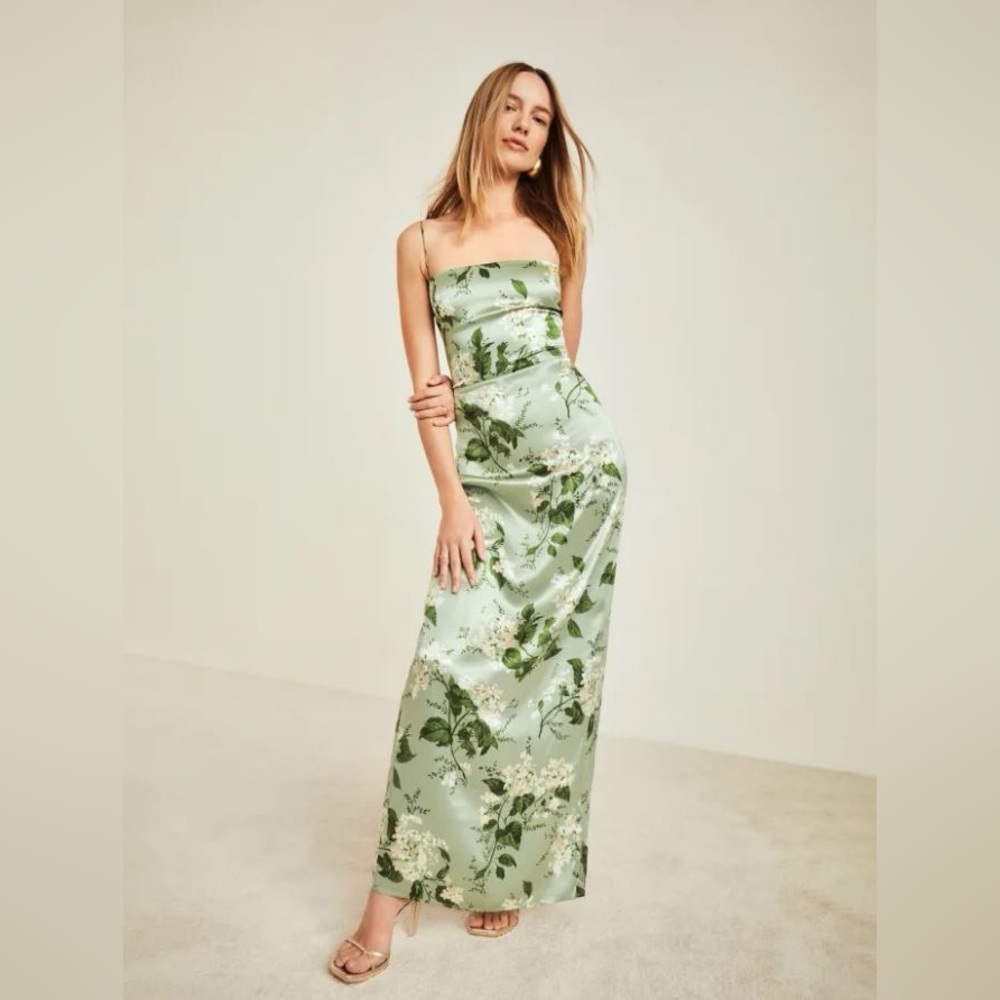 Reformation Frankie Silk Dress Tea Garden Reformation Size 12